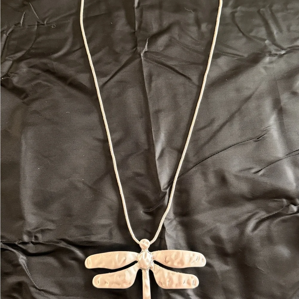 Silver Dragonfly Pendant Necklace - Picture 2 of 3